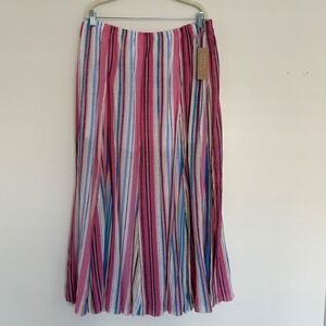 NWT Hope & Harlow Maxi Summer Skirt XL Pink Blue Stripes Whimsi Coquette Boho